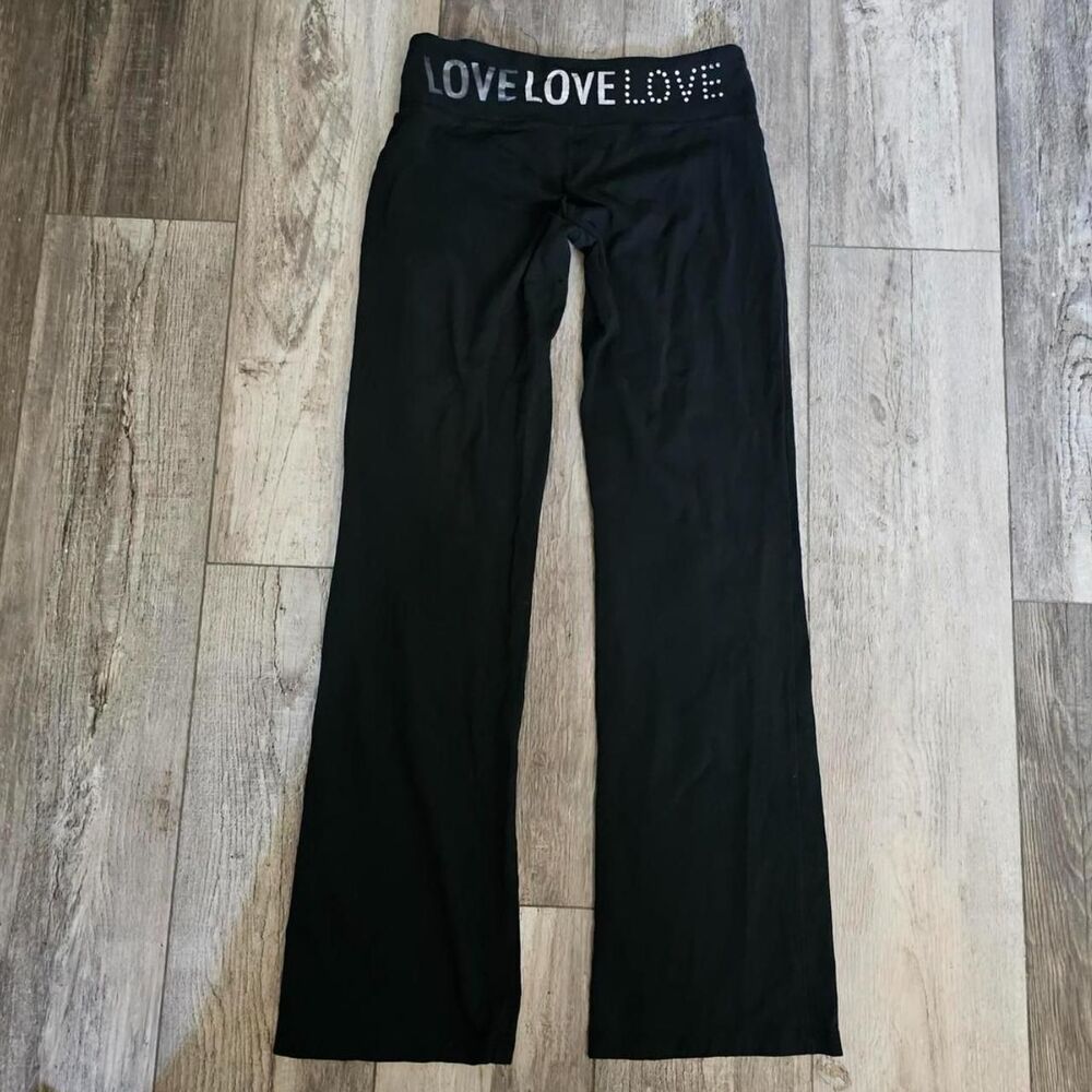 vintage y2k love rhinestone Waistband low rise flare yoga pants